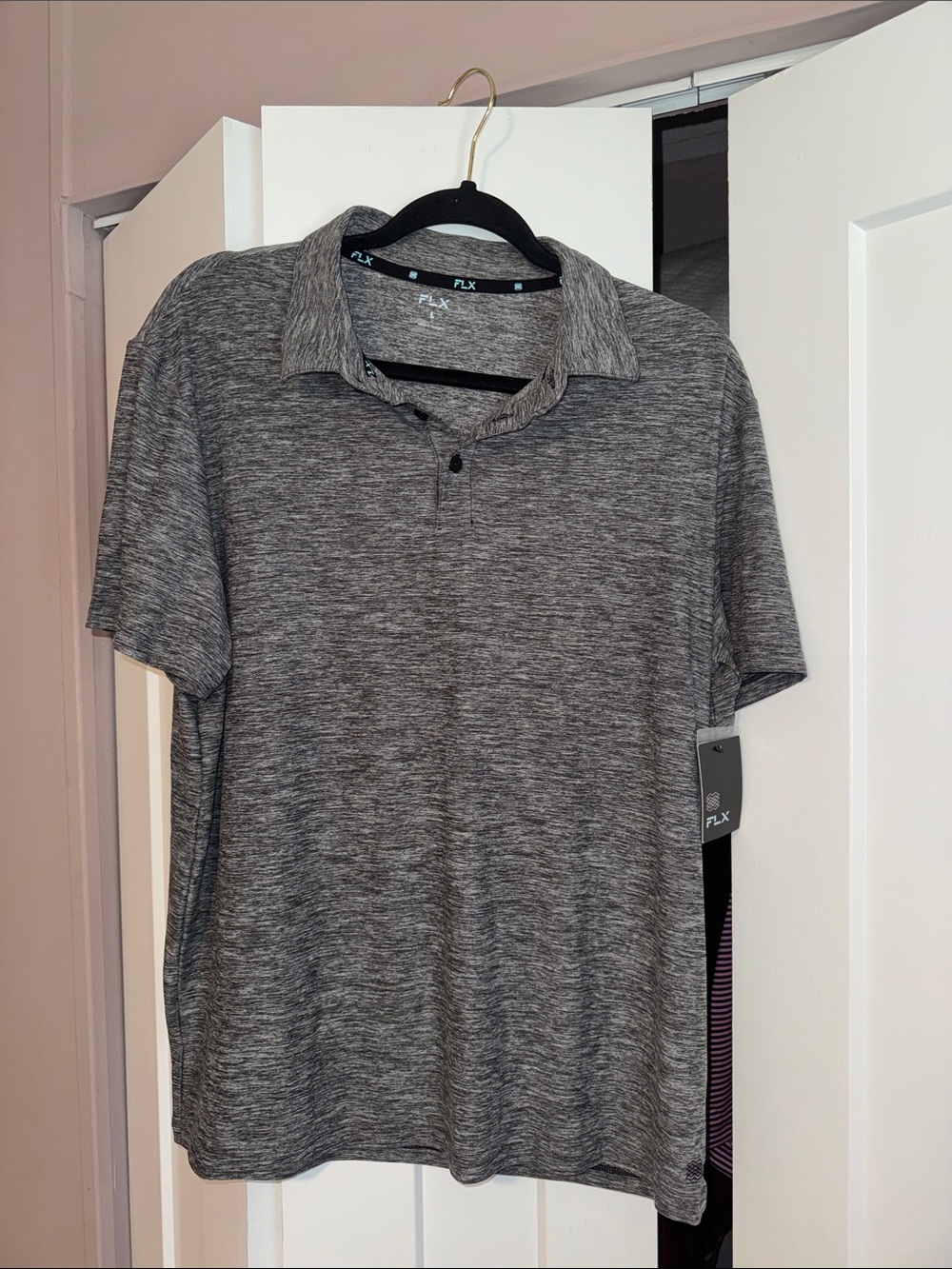 NWT! Men's Heather Gray FLX Performance Polo Shirt size Large